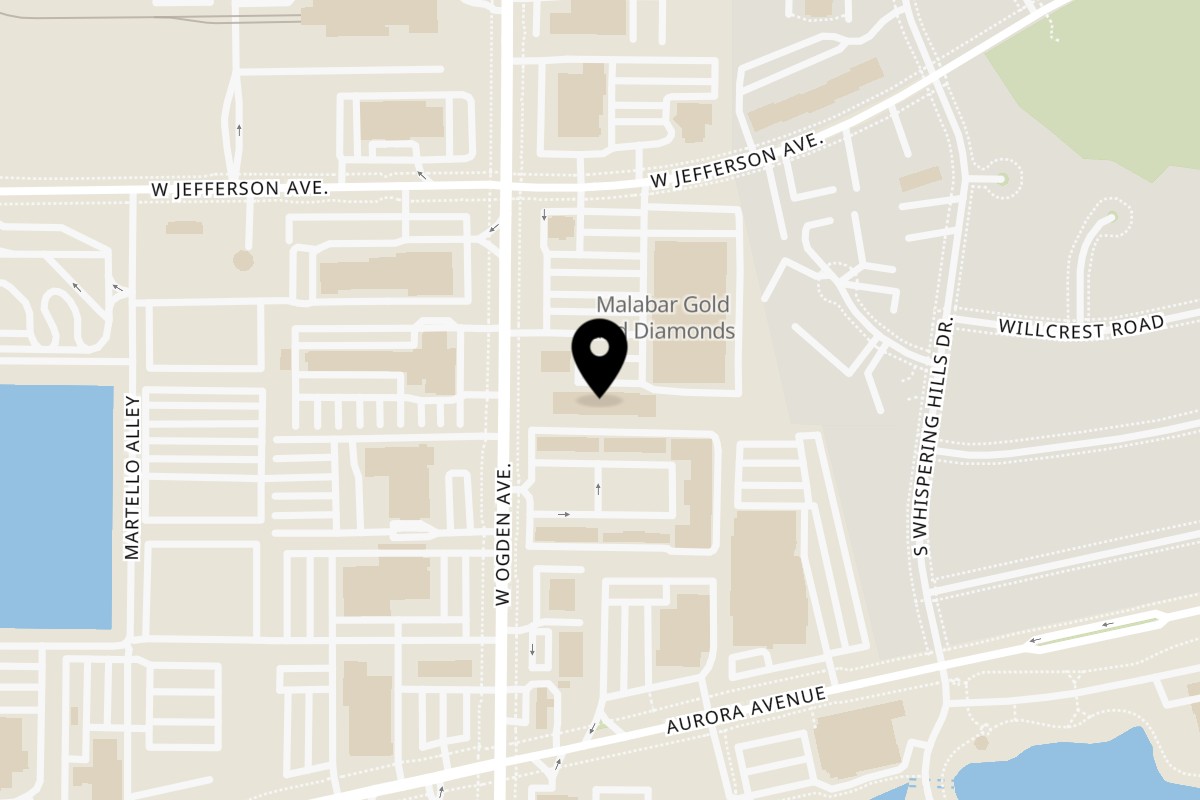 Map showing the location of Royal Food Court on 1570 W Ogden Ave in Naperville
